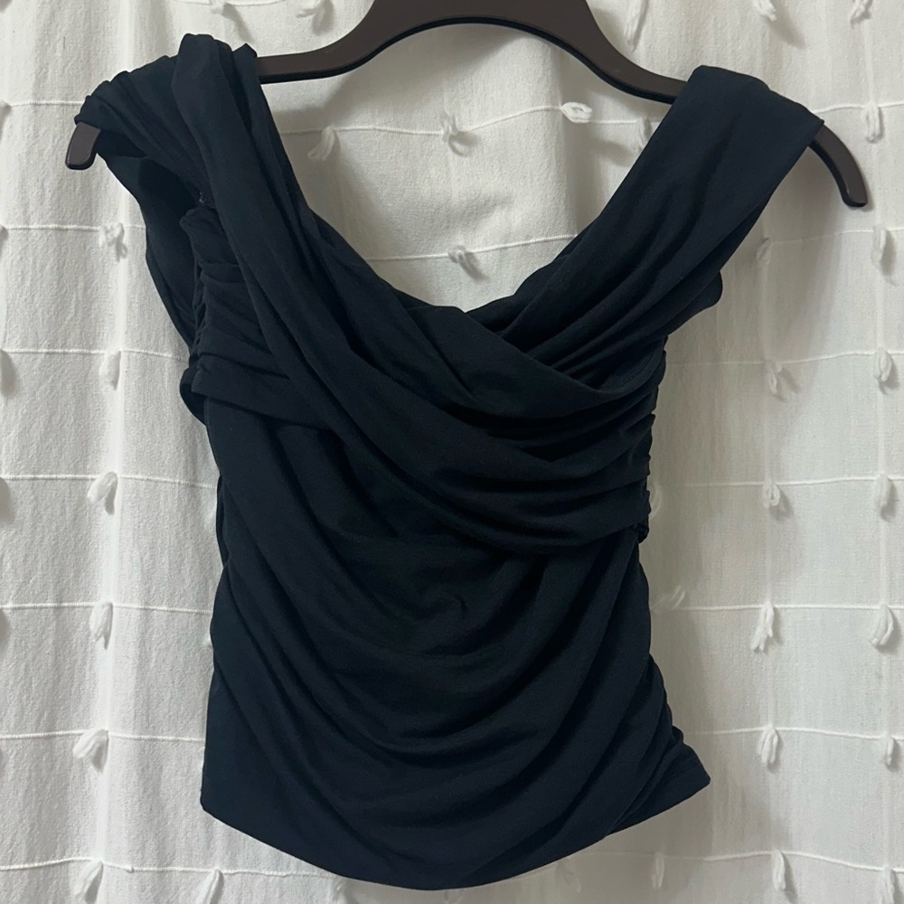 Abercrombie & Fitch Black Draped Blouse